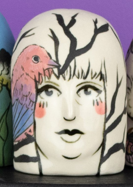 Lady Head with Bird and Branches