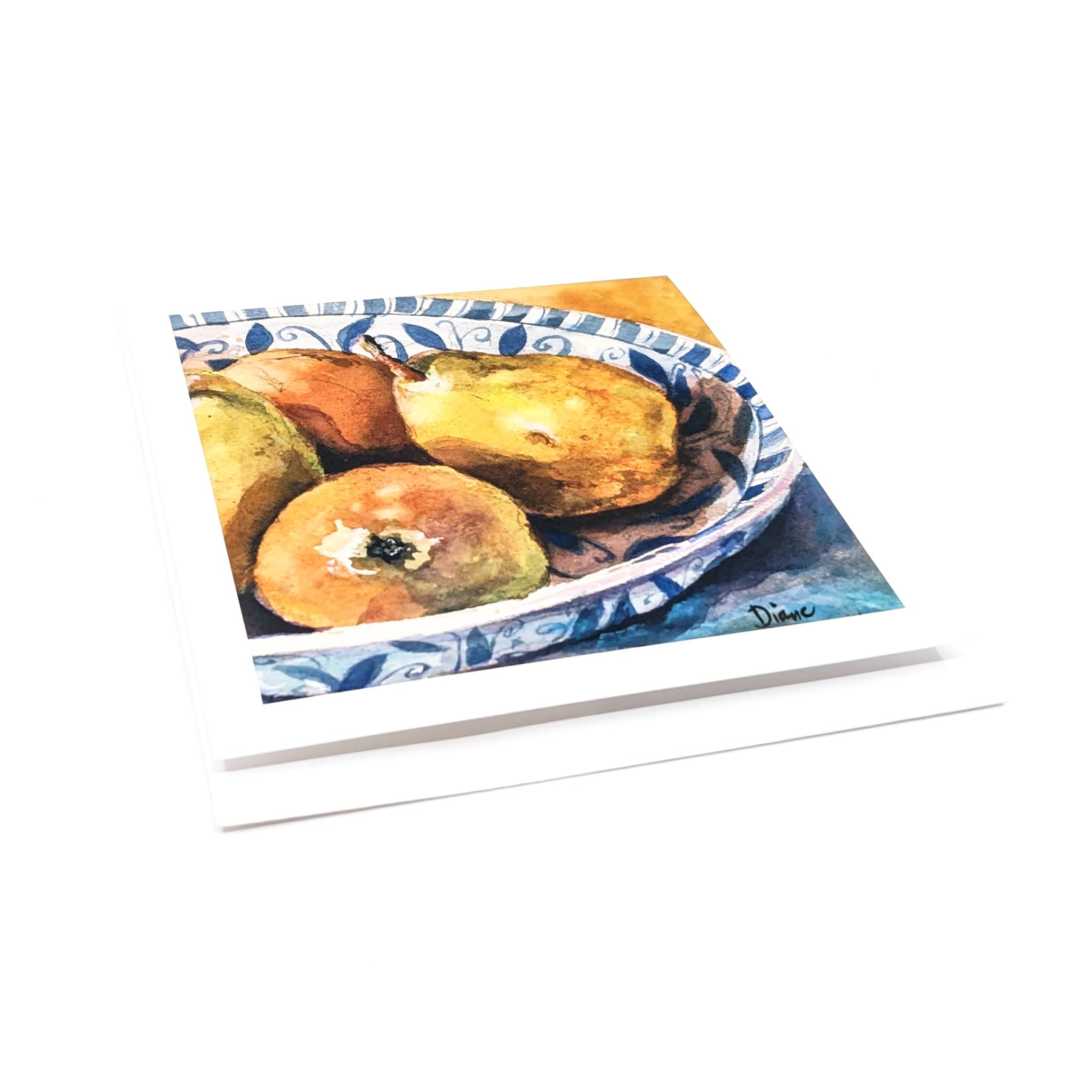 Pears in Blue and White Bowl- Greeting Card