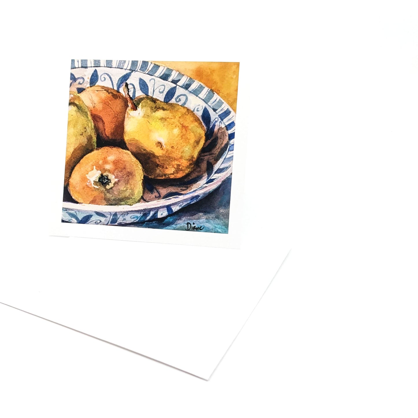 Pears in Blue and White Bowl- Greeting Card