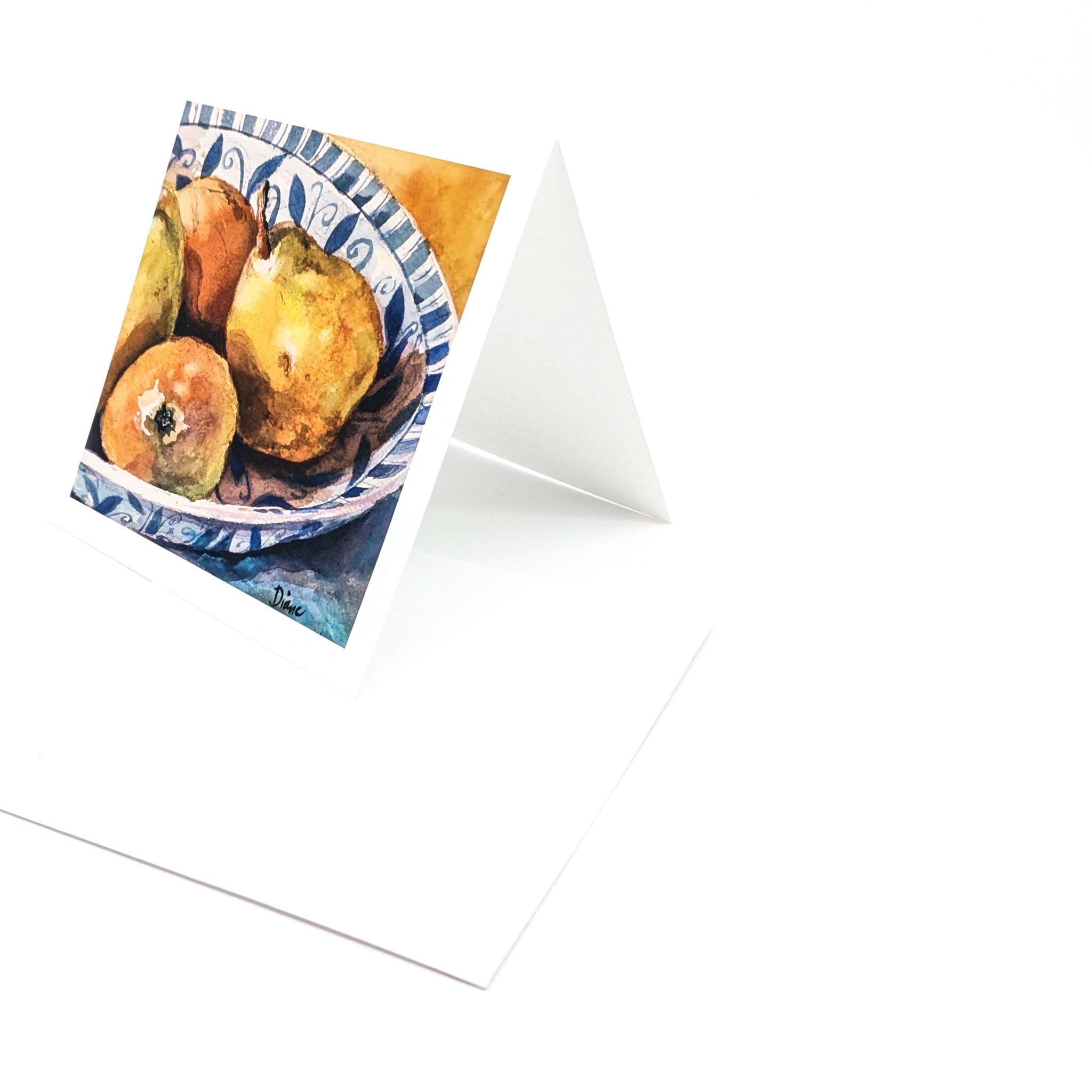 Pears in Blue and White Bowl- Greeting Card