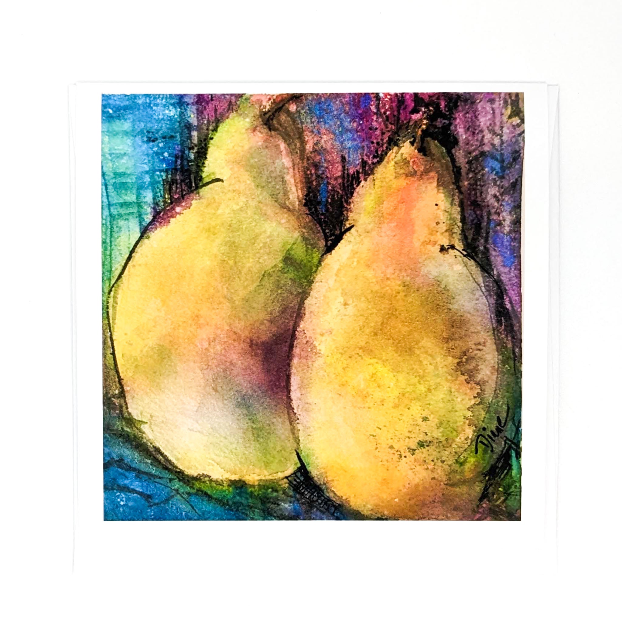 Two Pears Still Life- Greeting Card