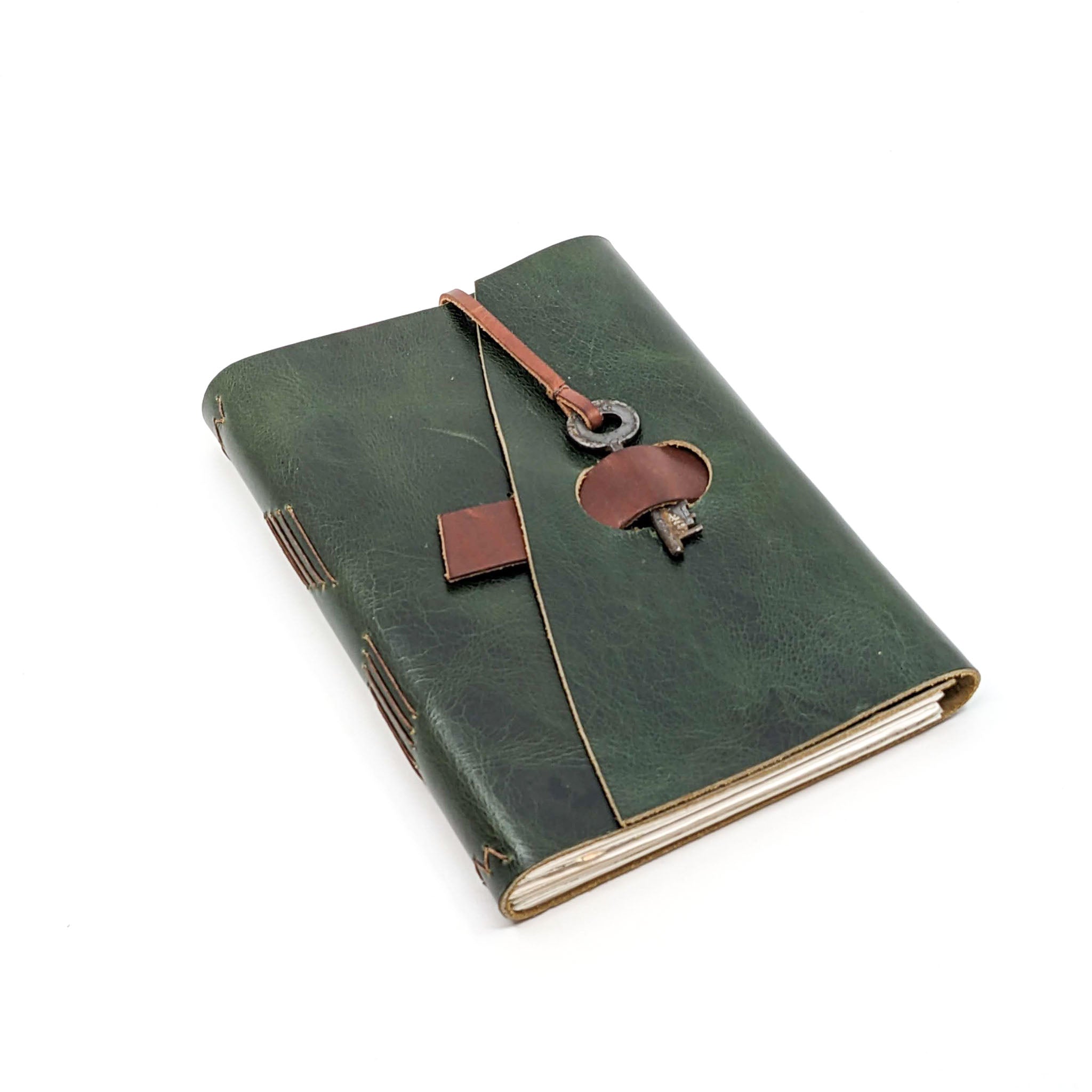 Med.  Leather Journal with Key or Snap