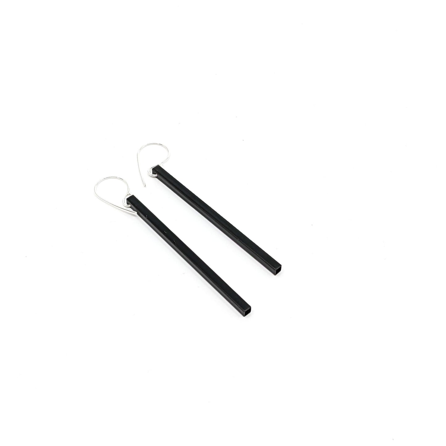 Matte Black Small Square tubing Earrings-ST8177e