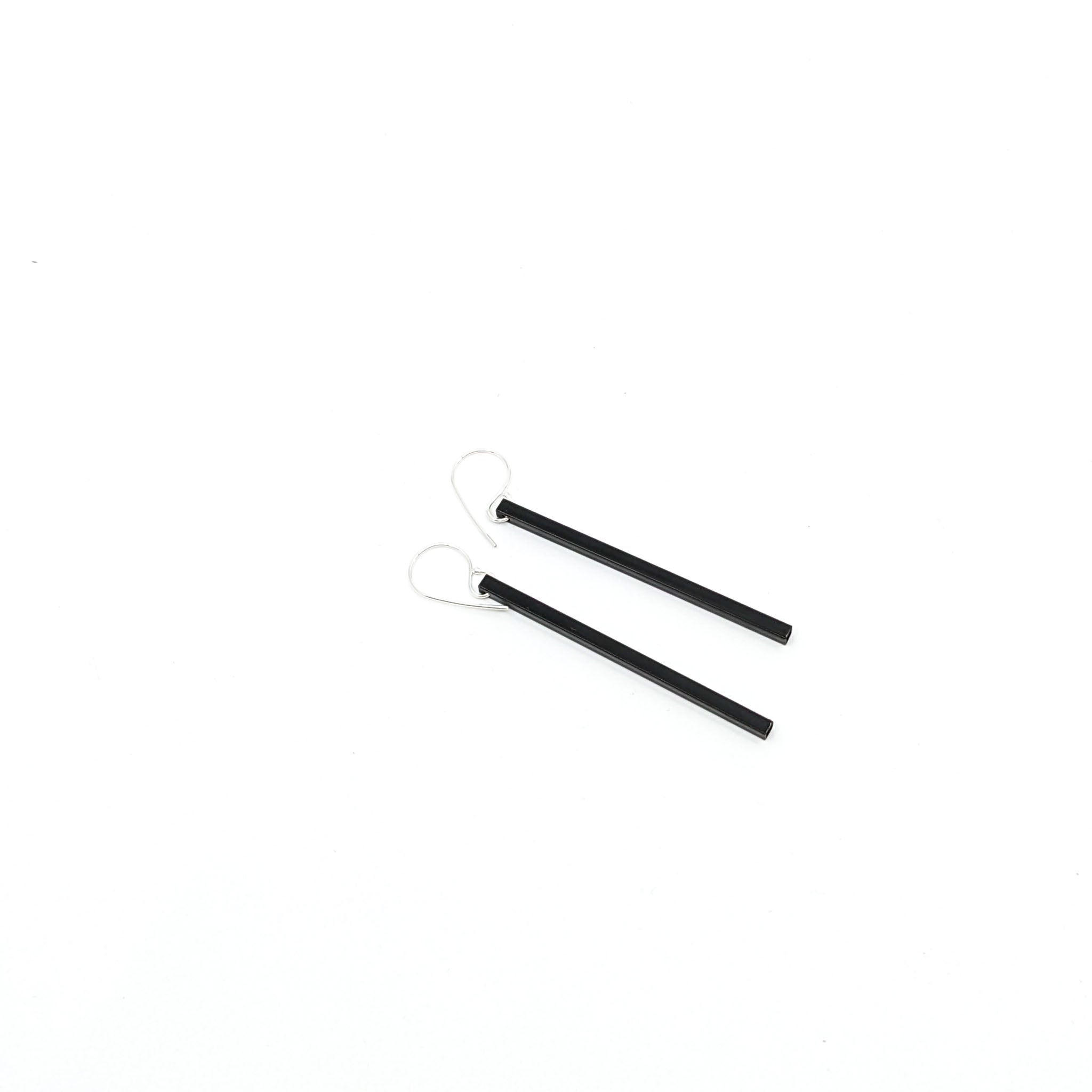 Matte Black Small Square tubing Earrings-ST8177e