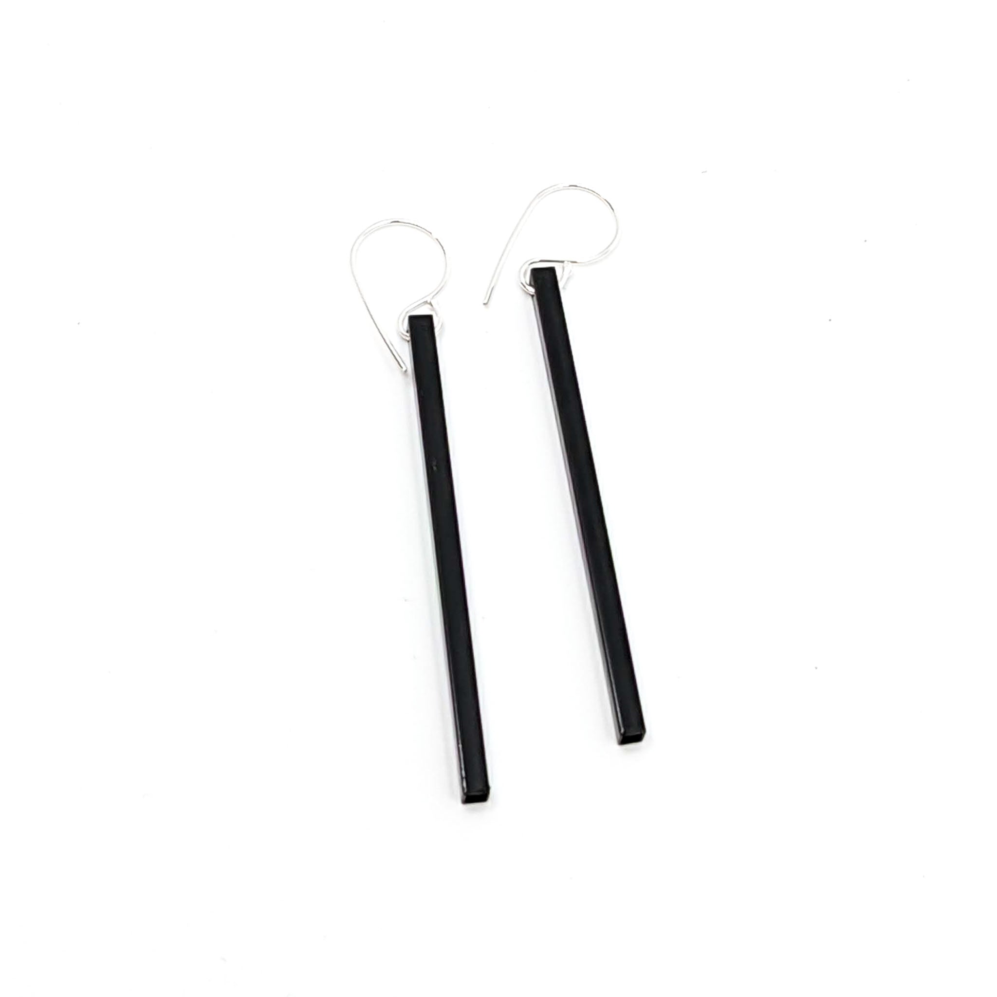 Matte Black Small Square tubing Earrings-ST8177e