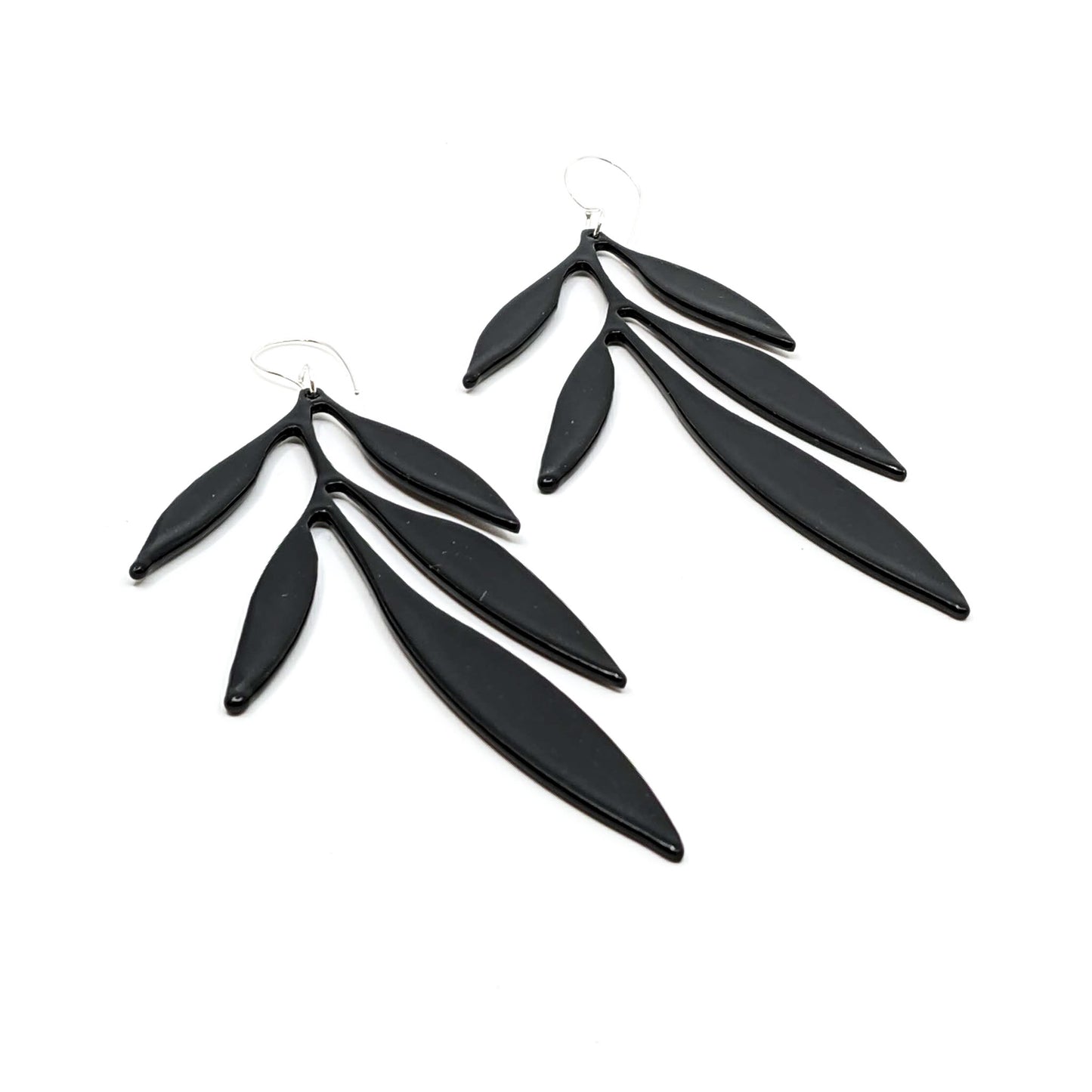Matte Black 5 Leaf Branch Earrings- ST337b