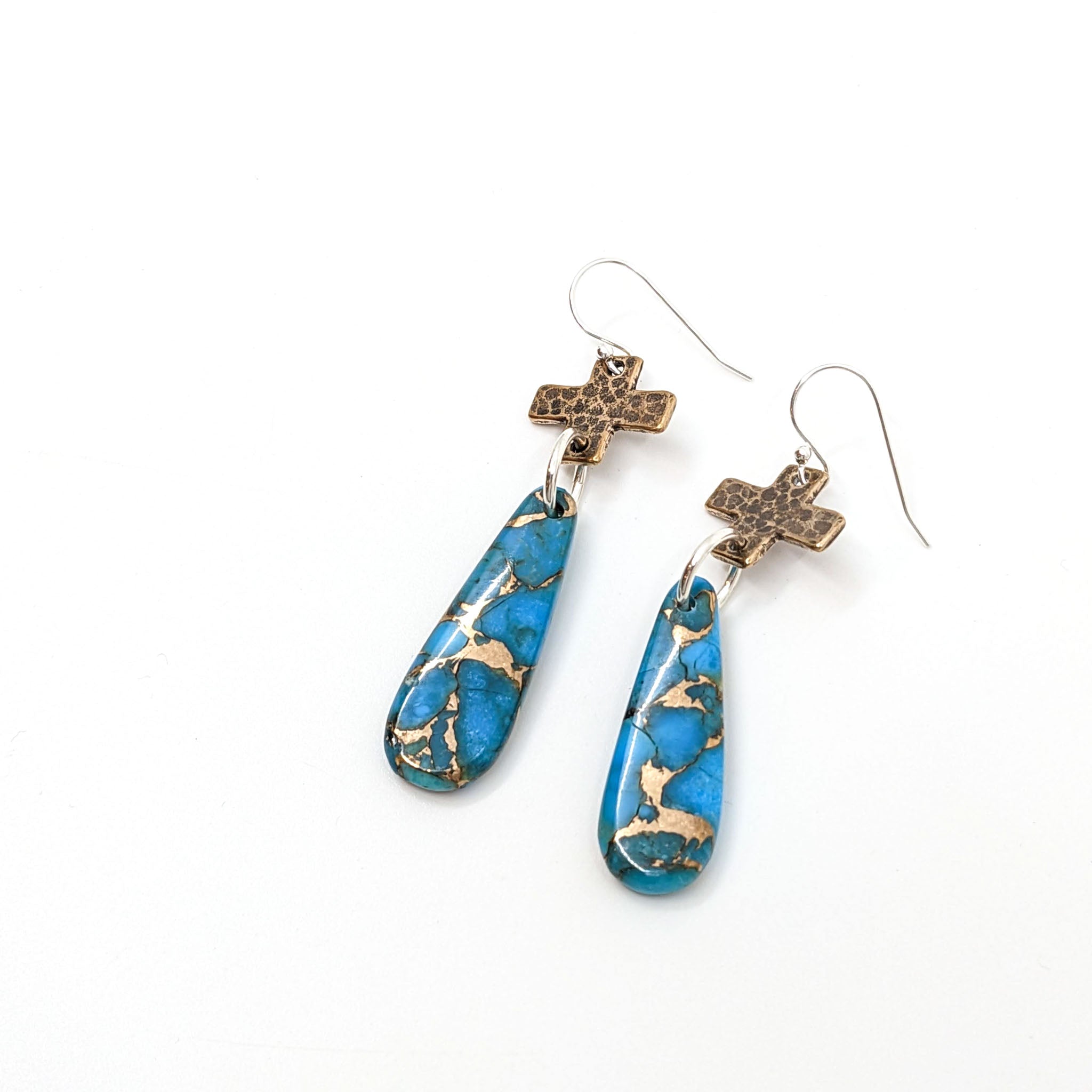 Small Earrings with Large Stone Slab-RKE-16