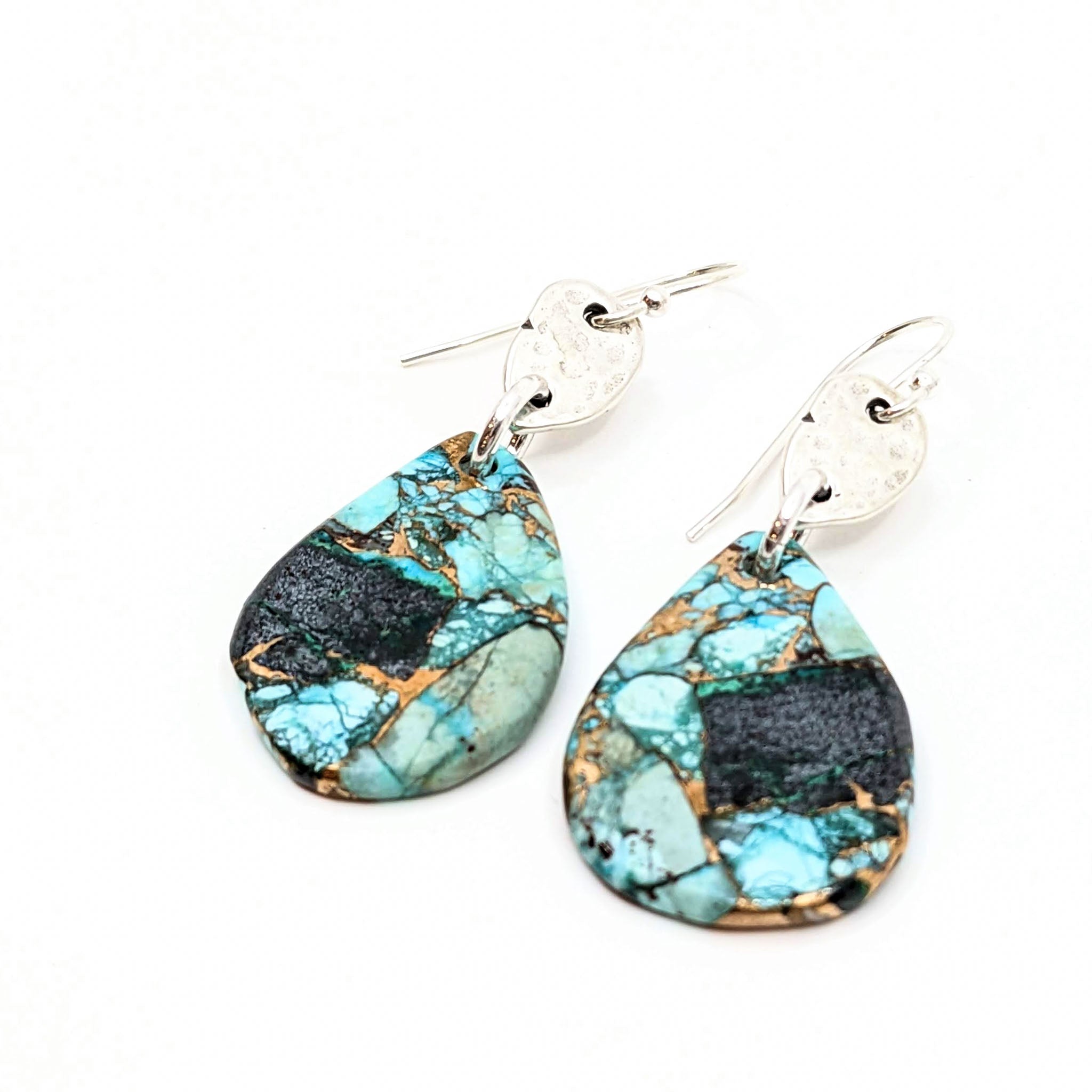 Small Earrings with Large Stone Slab-RKE-16