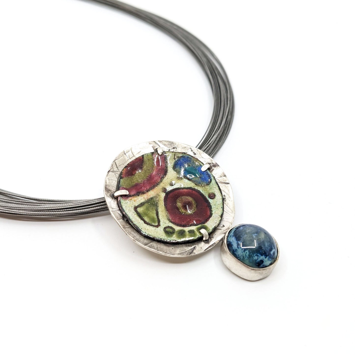 Enamel and Turquoise Pottery Necklace
