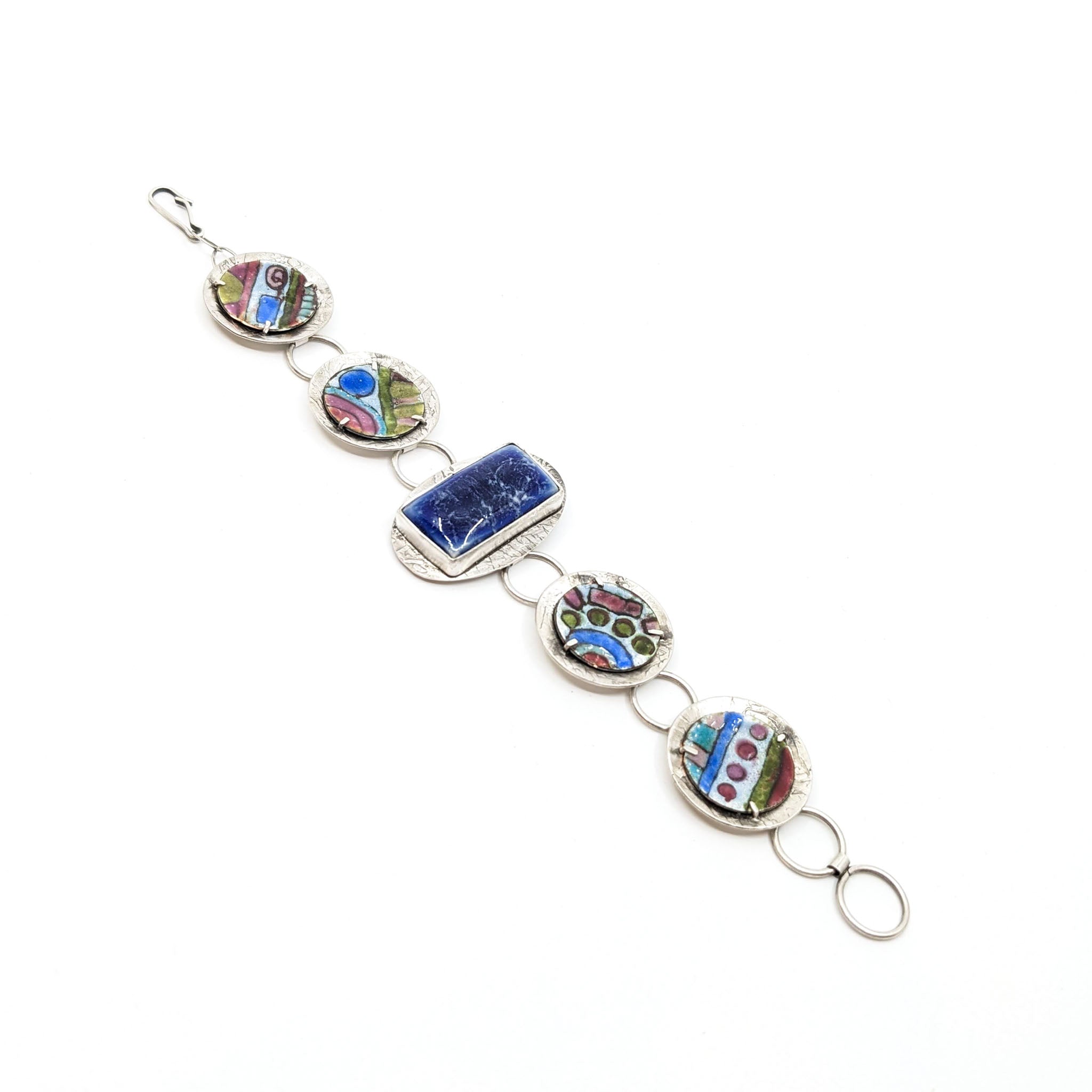 Enamel Bracelet with Blue Pottery Stone