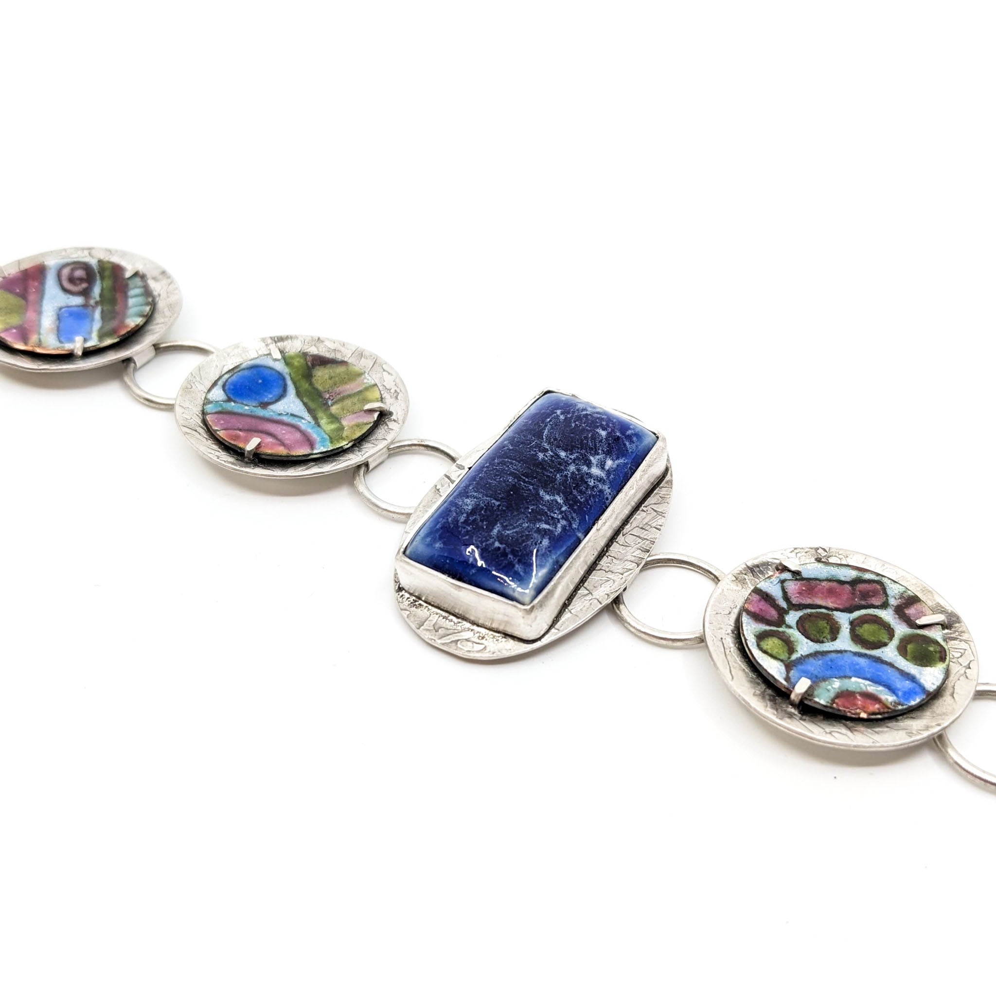 Enamel Bracelet with Blue Pottery Stone