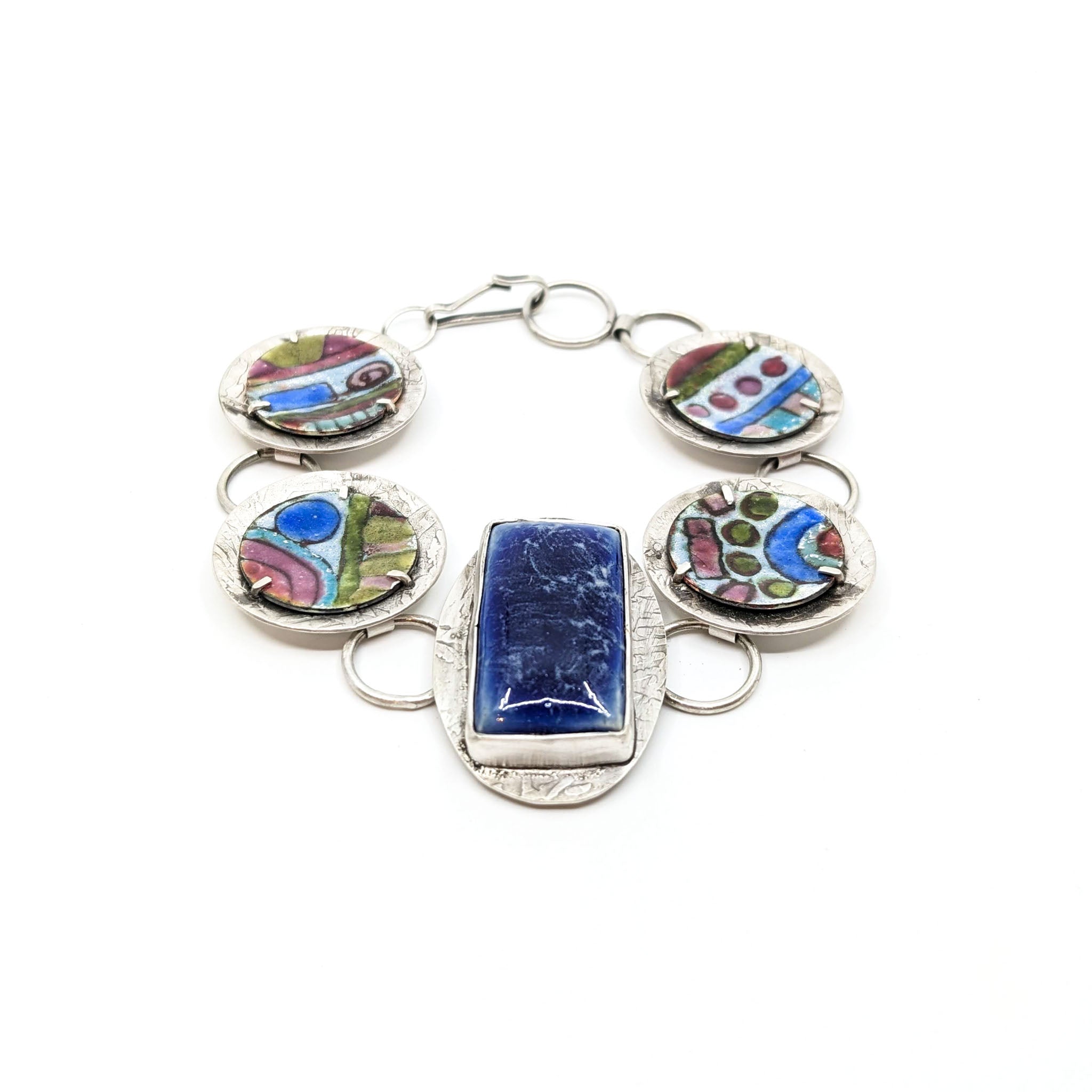 Enamel Bracelet with Blue Pottery Stone