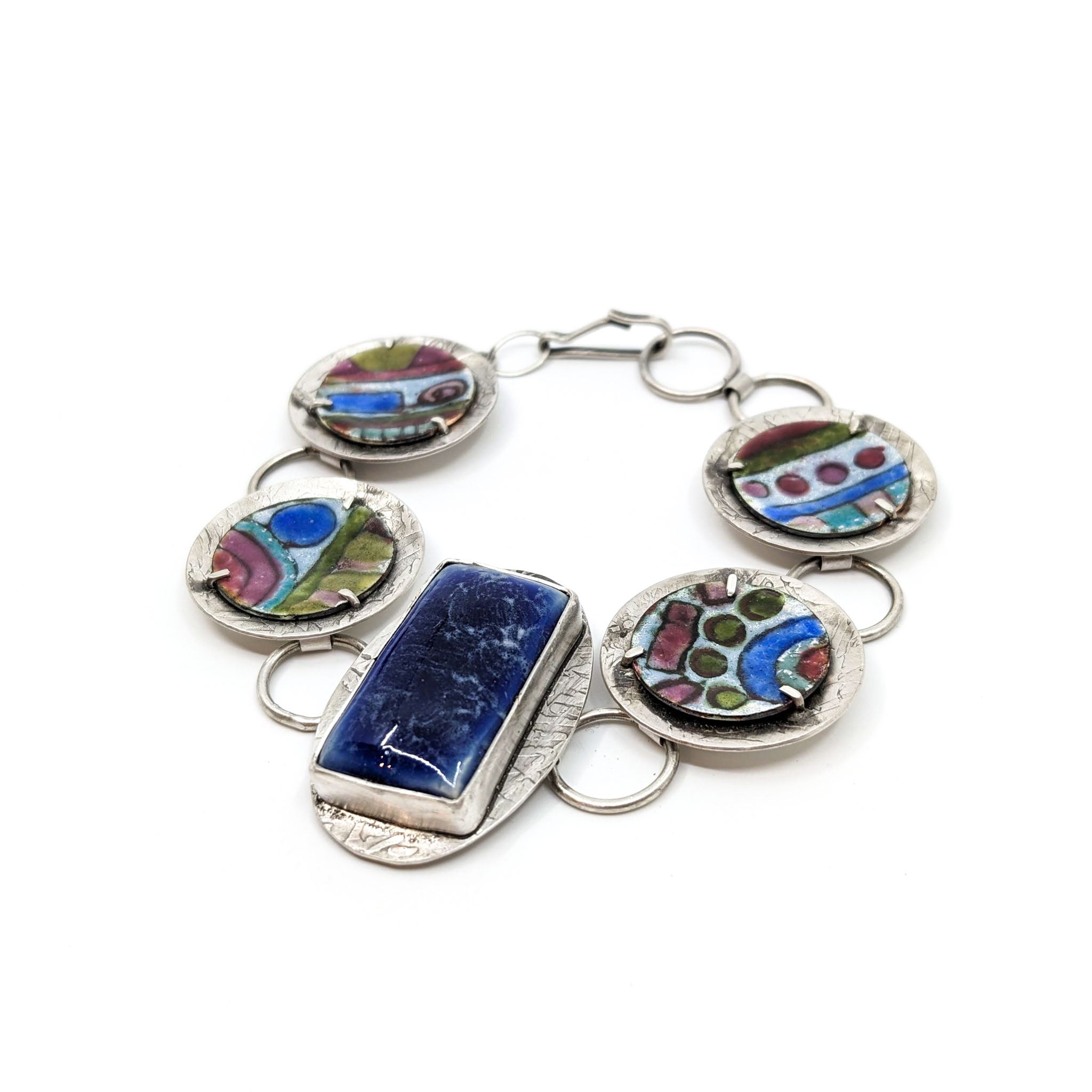 Enamel Bracelet with Blue Pottery Stone