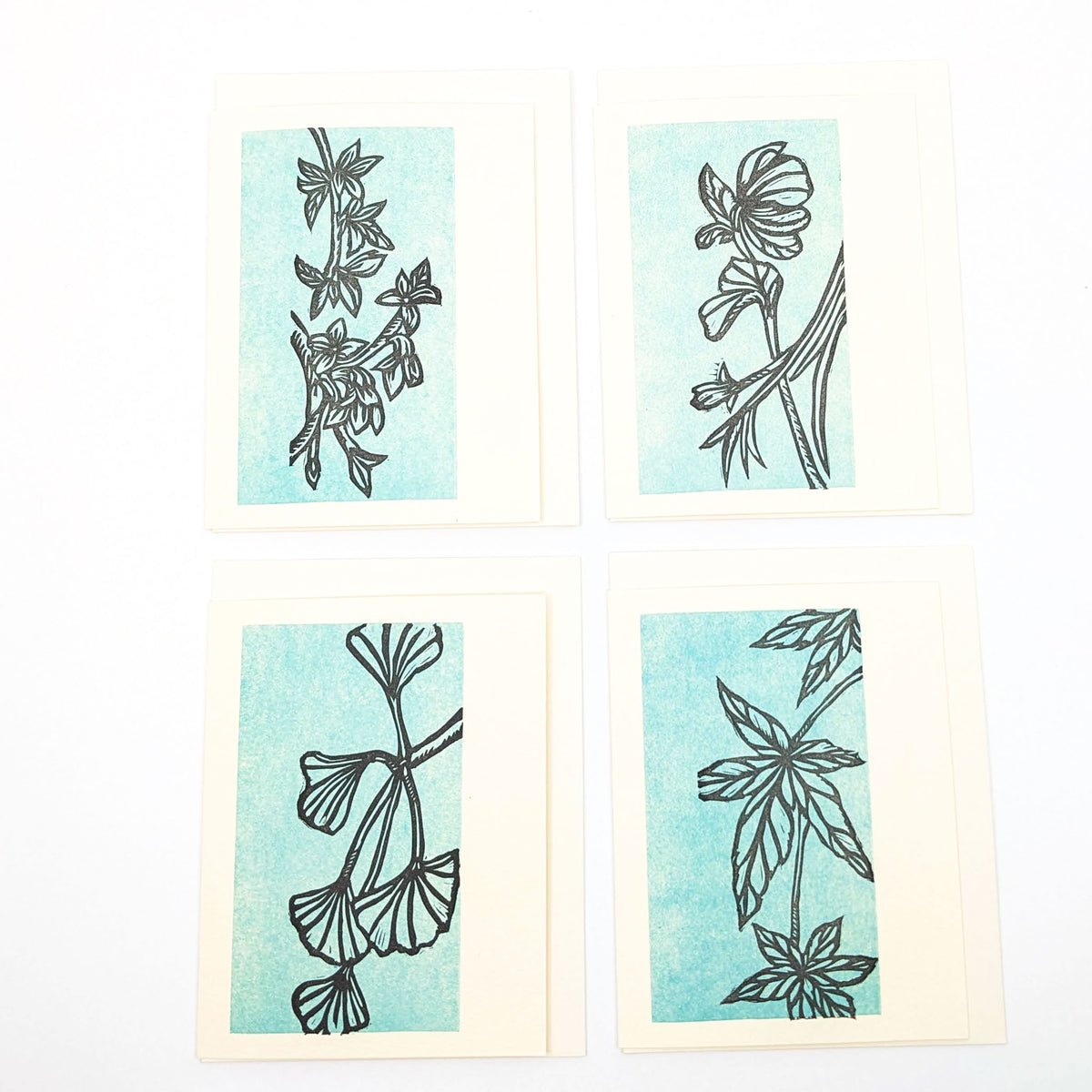 Purple Pumpkin Press - Greeting Card Box Sets (of 4) - Turquoise Leaves - VISUAL INDEX