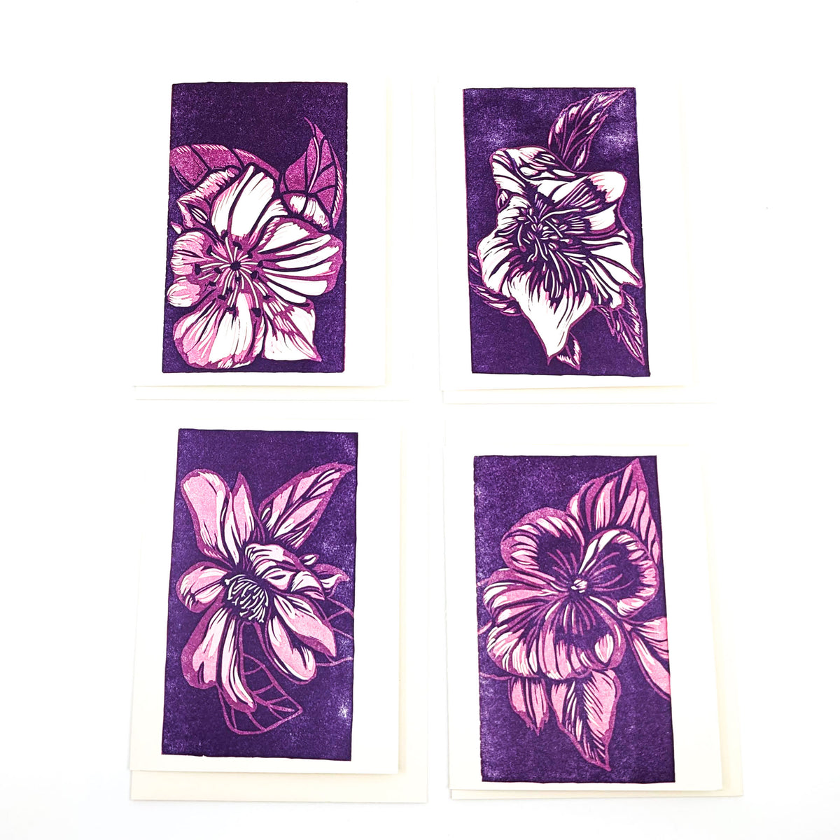 Purple Pumpkin Press - Greeting Card Box Sets (of 4) - Purple Flowers - VISUAL INDEX
