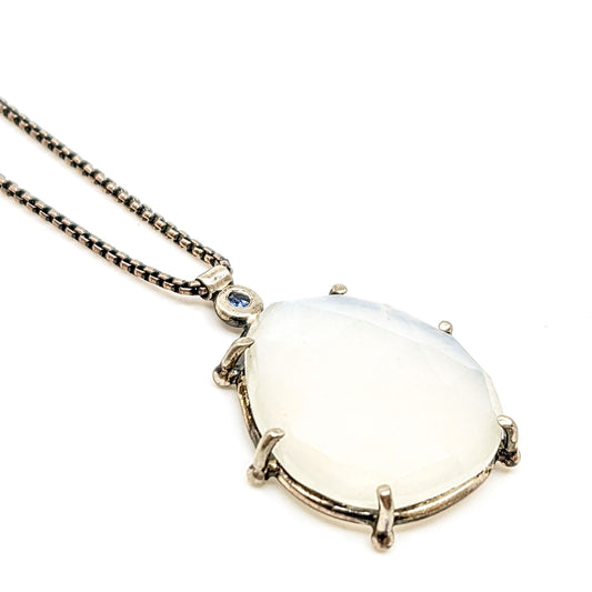 Single Stone Pendant with Moonstone and Black diamond