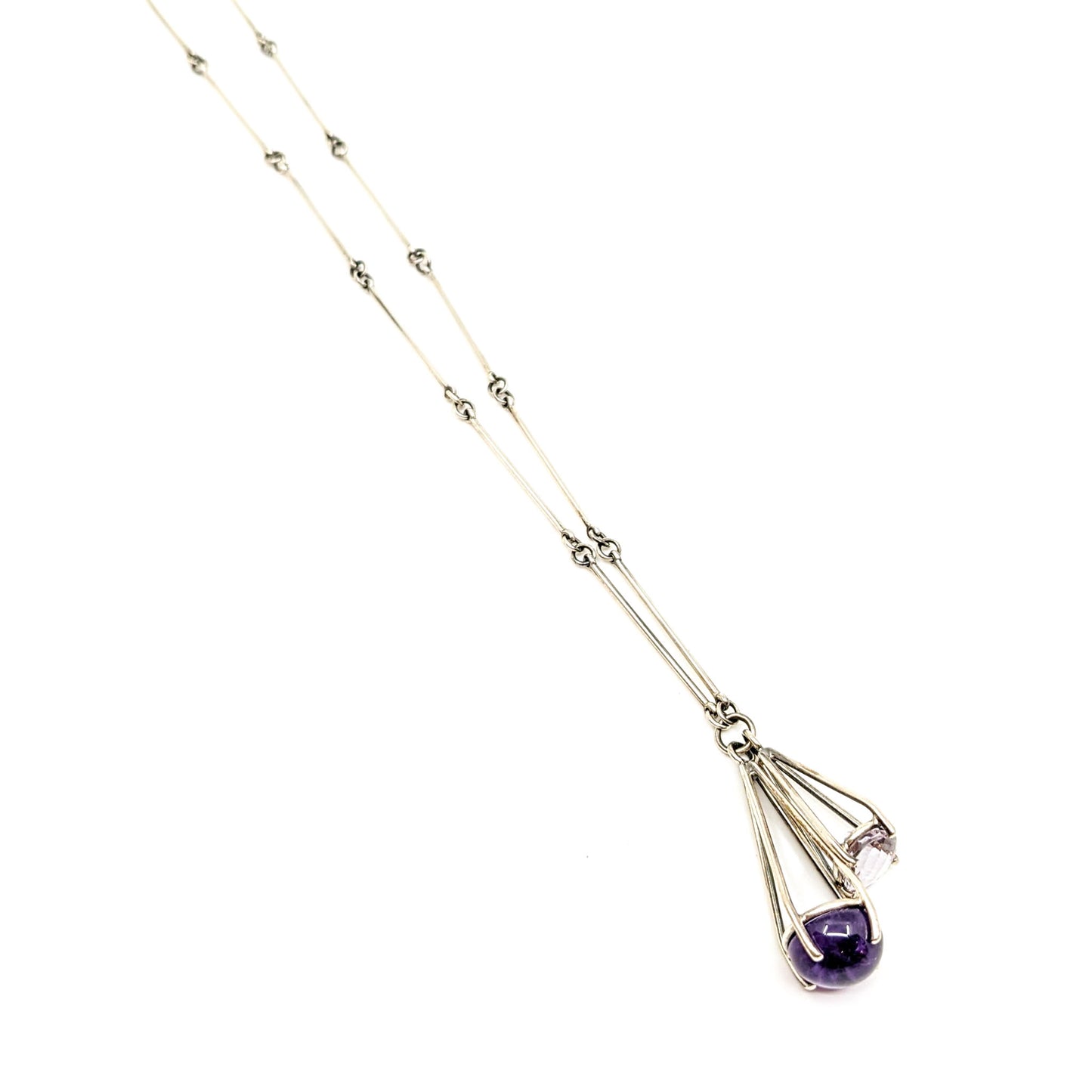 Large 2-Stone Prong Pendant with Amethyst