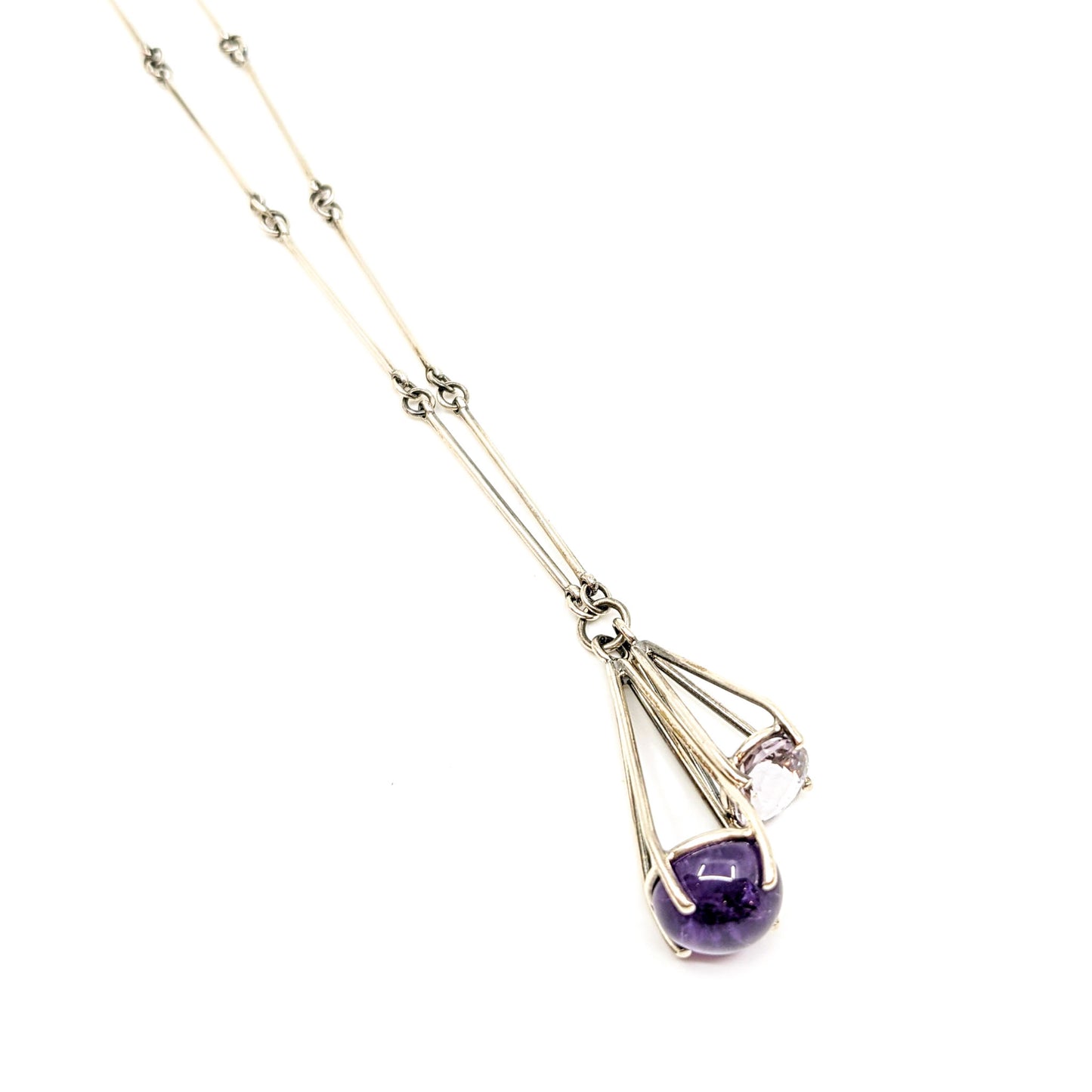 Large 2-Stone Prong Pendant with Amethyst