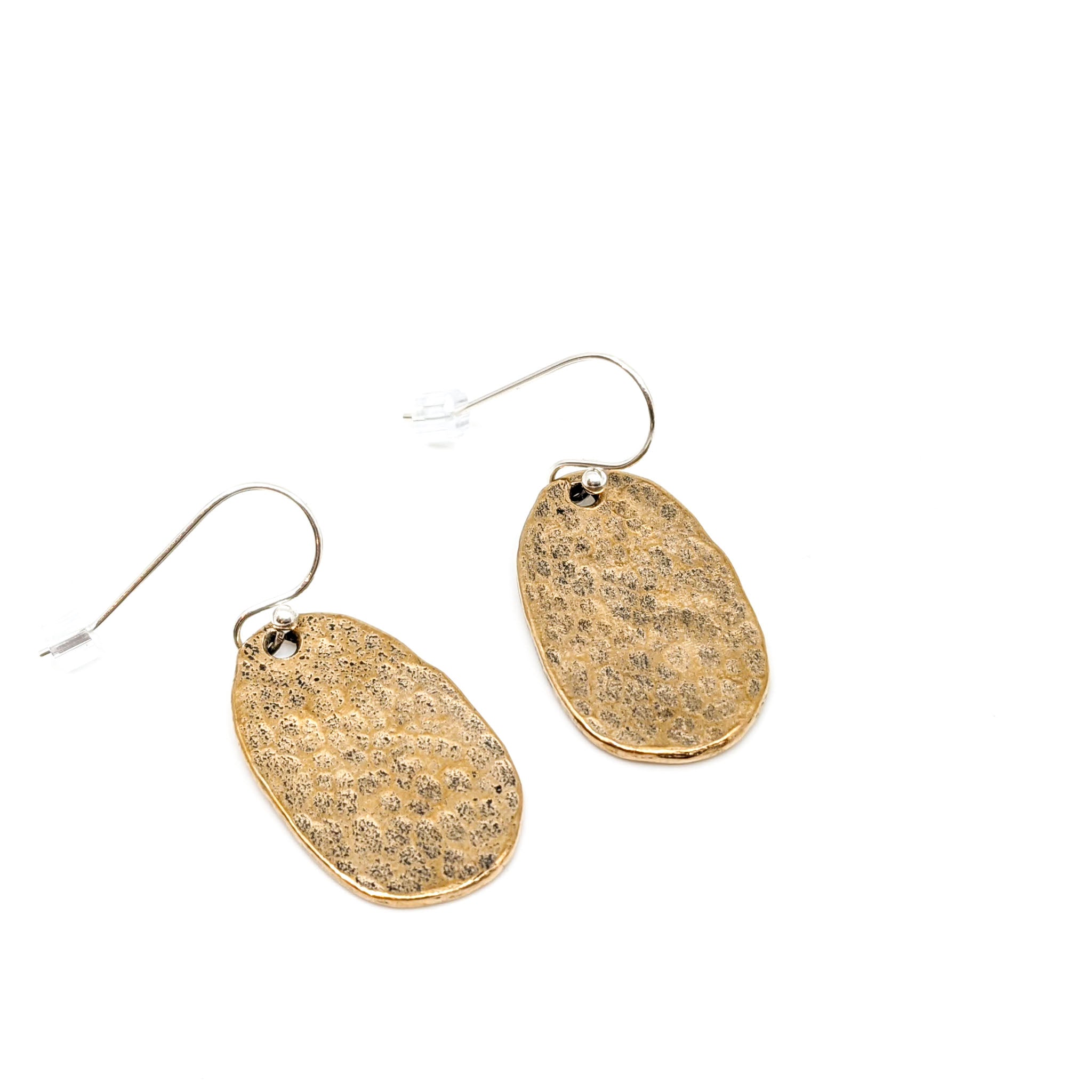 Hammered Oval Earrings- Medium Ancient Bronze