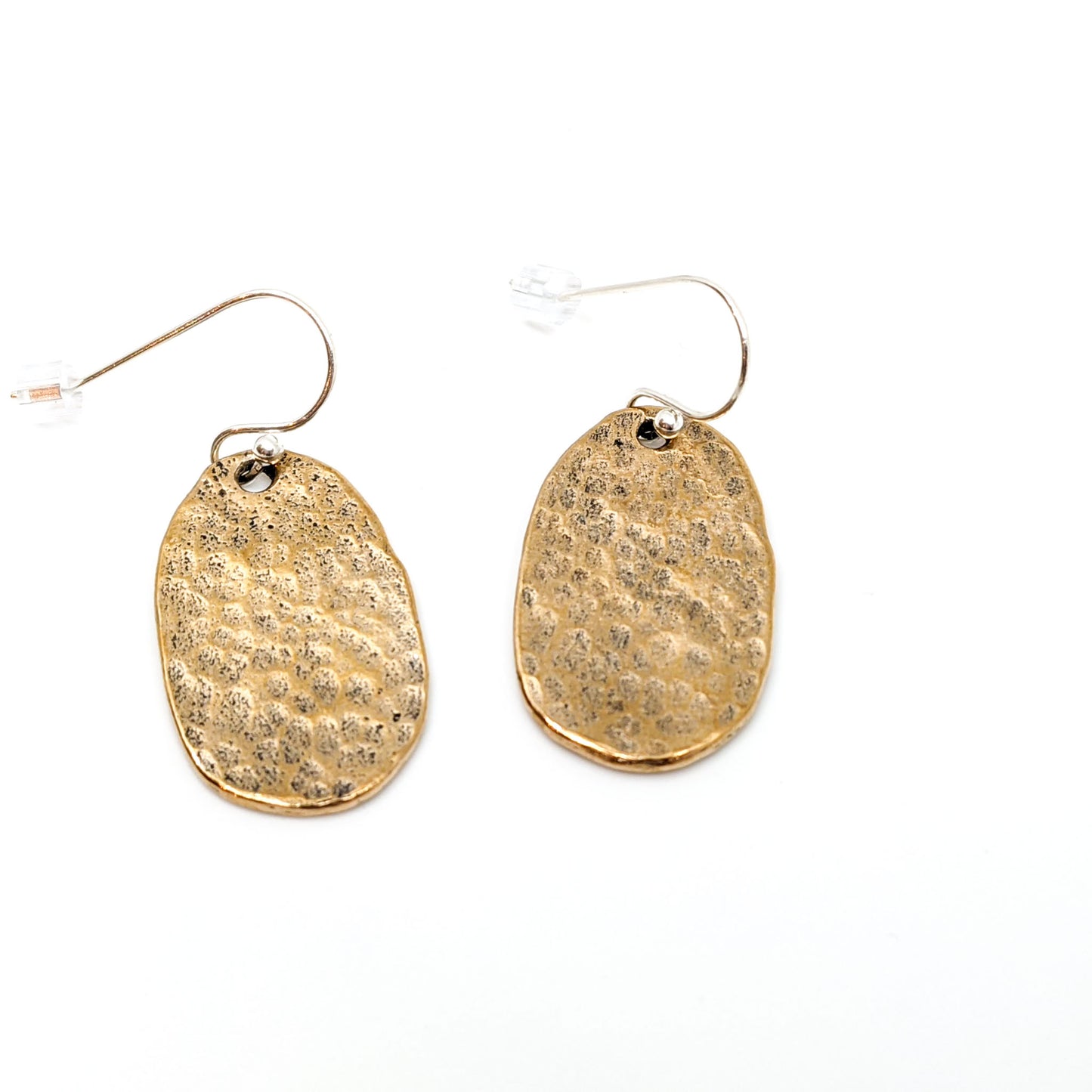 Hammered Oval Earrings- Medium Ancient Bronze