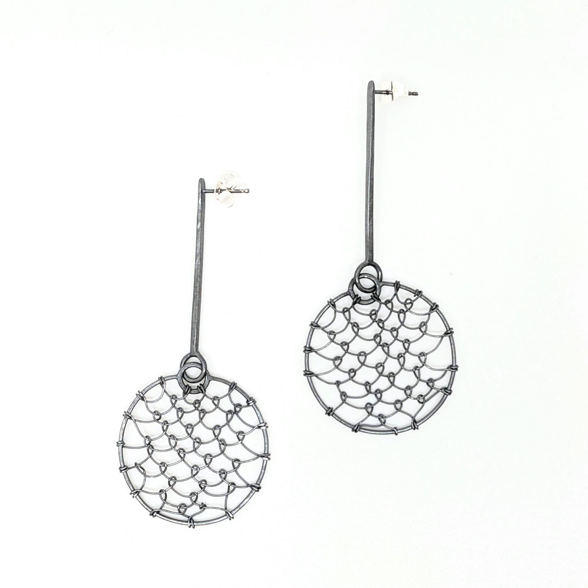 Round Netted Drop Earrings