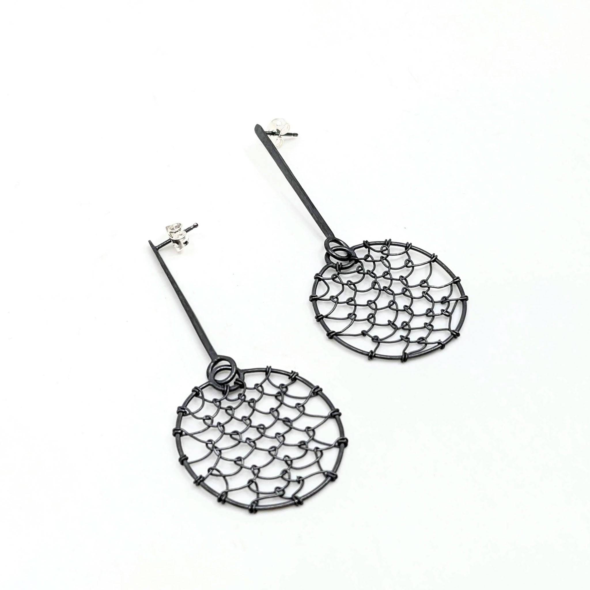 Round Netted Drop Earrings