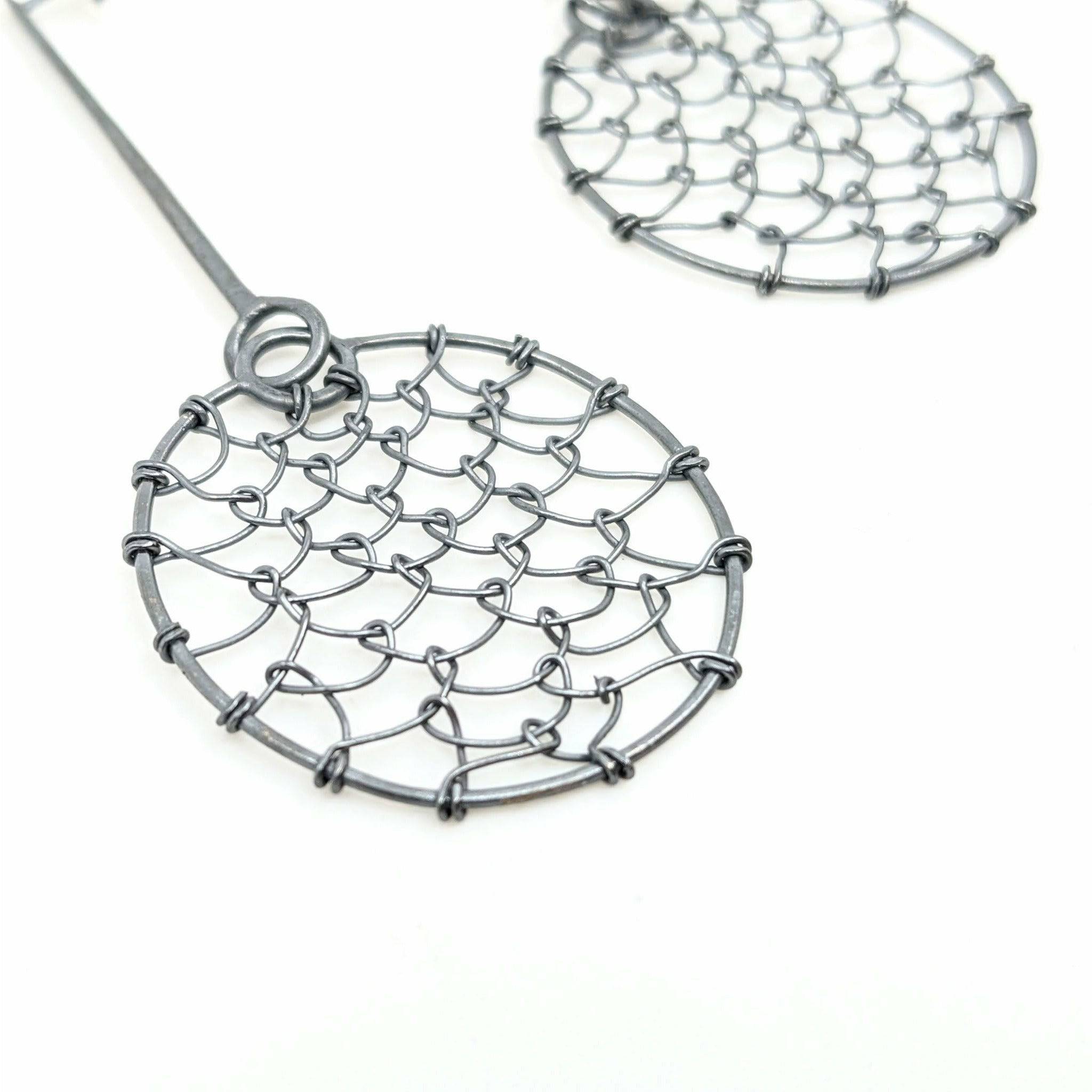 Round Netted Drop Earrings