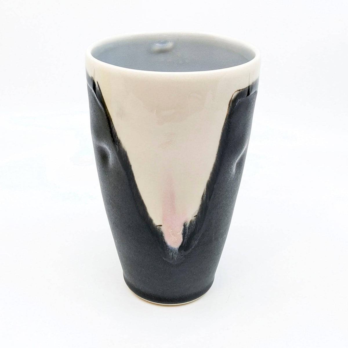 Phil Haralam - Tall Tumbler or Vase - Black with Light Pink Brush Stroke - VISUAL INDEX