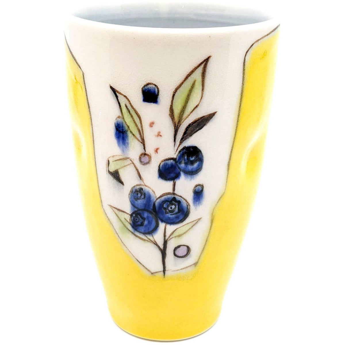 Phil Haralam - Tall Tumbler or Vase - Yellow with Blueberries - VISUAL INDEX