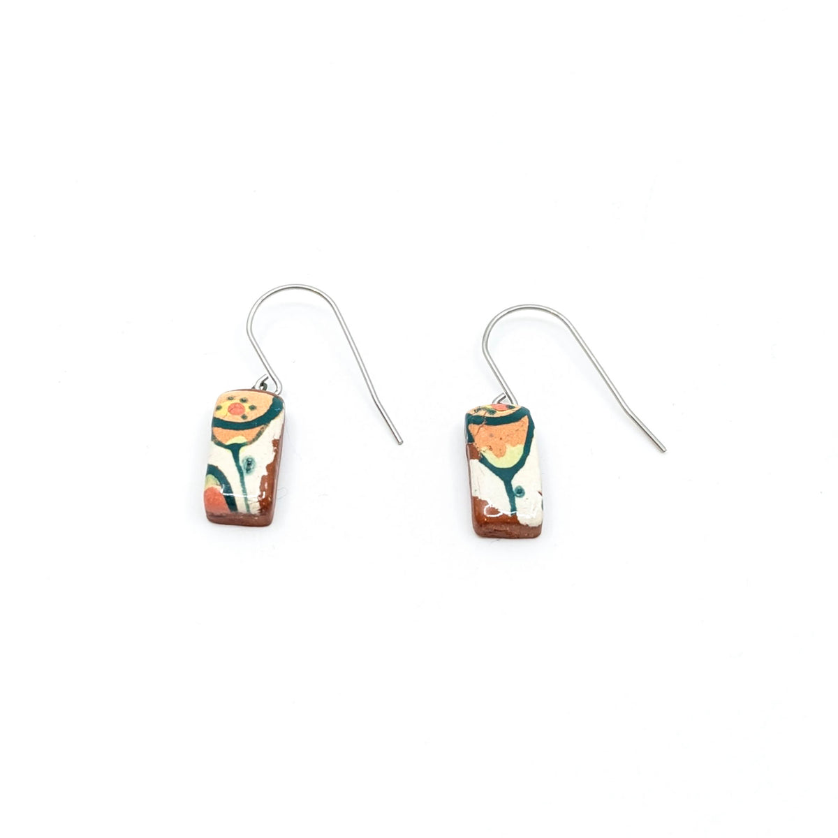 Diane Demers - Smith - Tiny Rectangle - Earrings - Flower Transfer 2 - VISUAL INDEX