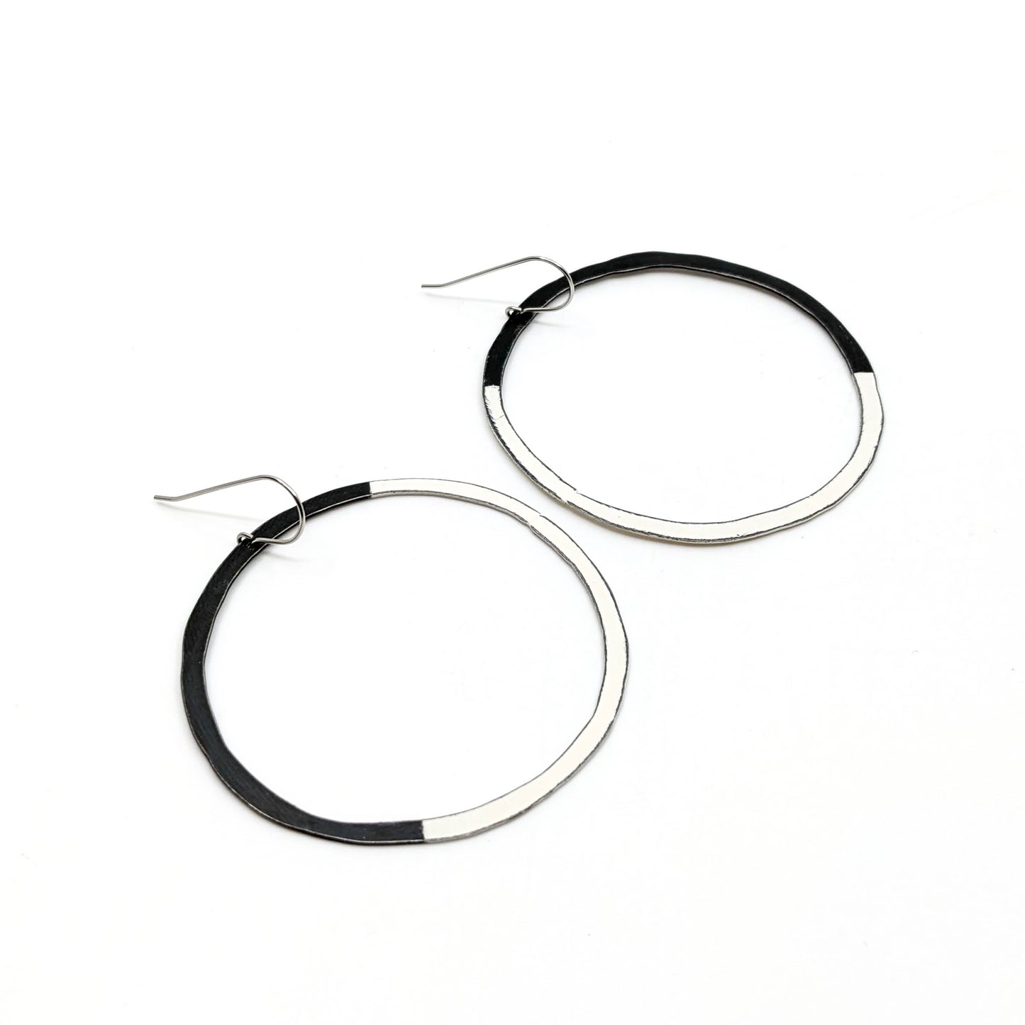 Big Circle, Black/White Earrings