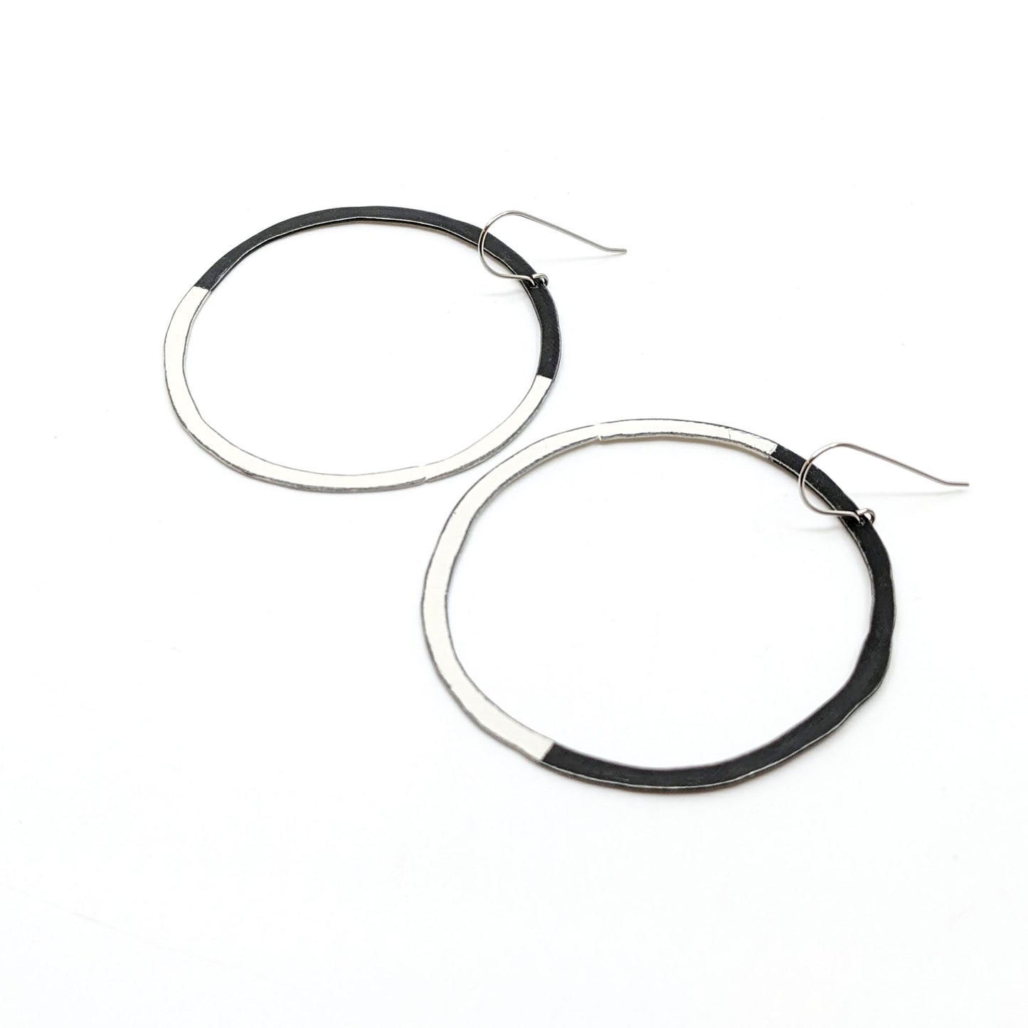 Big Circle, Black/White Earrings