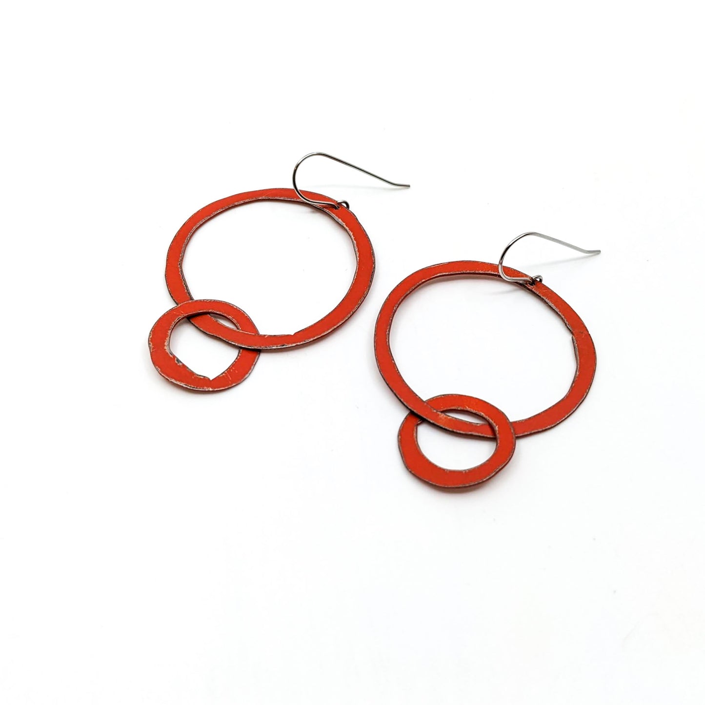 Circle/Circle Red Earrings