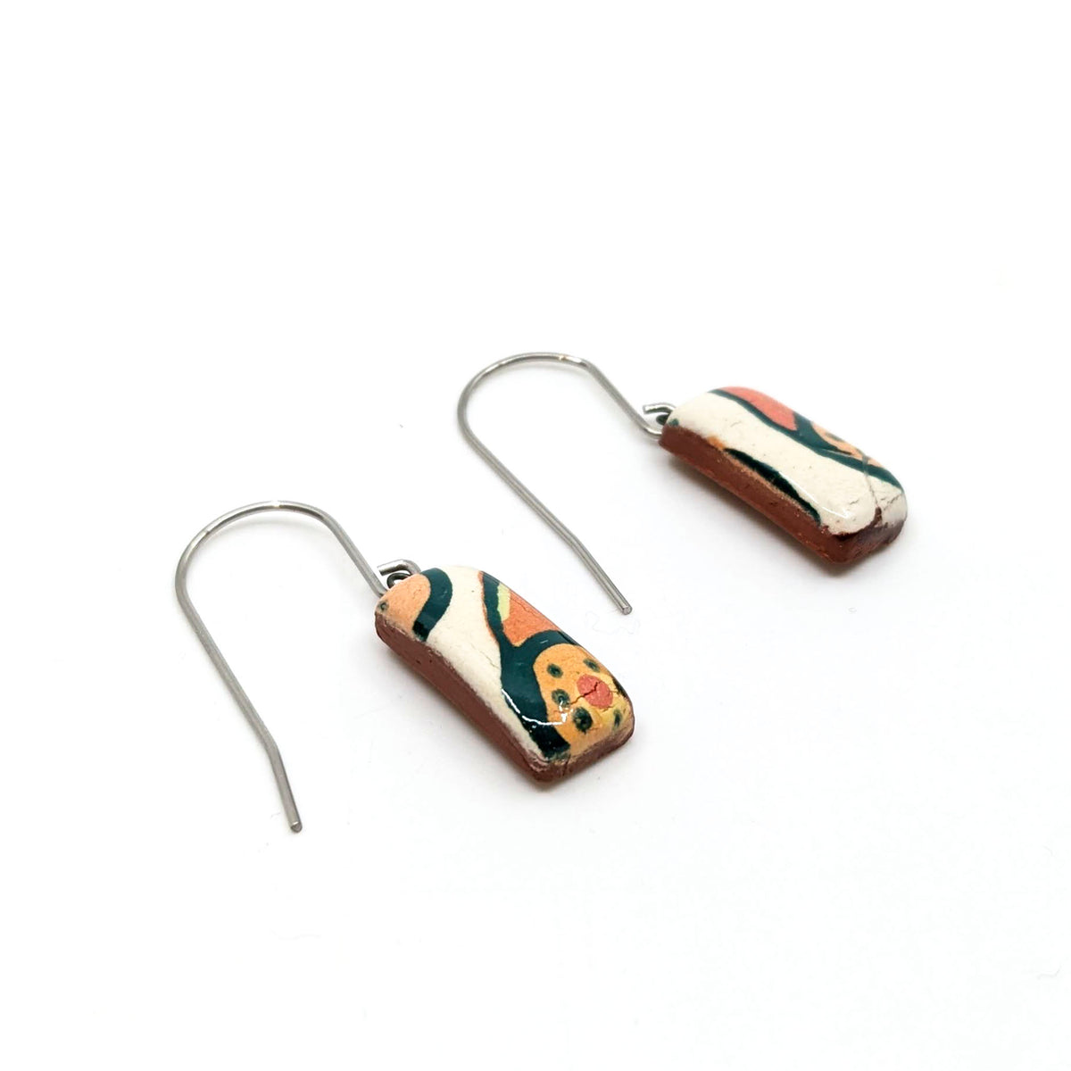Diane Demers - Smith - Tiny Rectangle - Earrings - Flower Transfer 1 - VISUAL INDEX