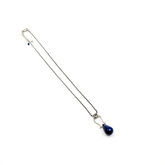 Petite Swings- Lapis Drop Pendant- Necklace- APS NK09 SS