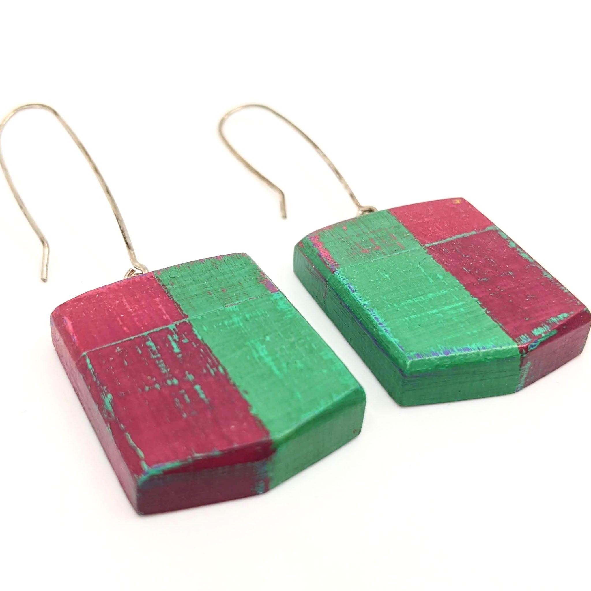 Wooden Earrings, Painted