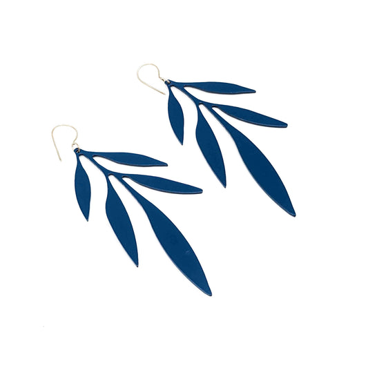 ST337j-5 Leaf Branch Earring Cadet Blue