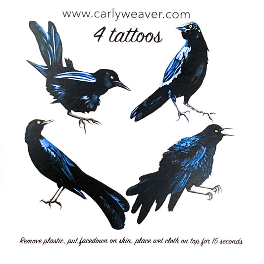 Grackle- Temporary Tattoo (pack of 4)