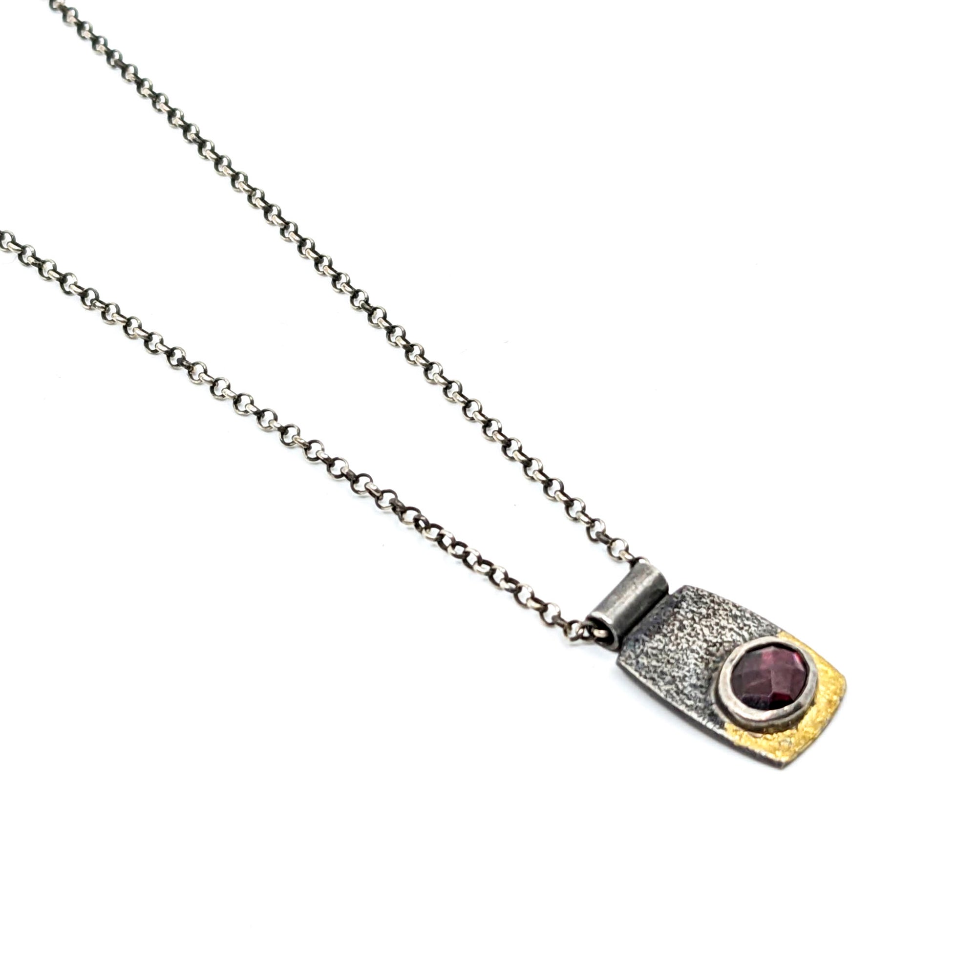 Keum Boo Pendant- Tile with Garnet