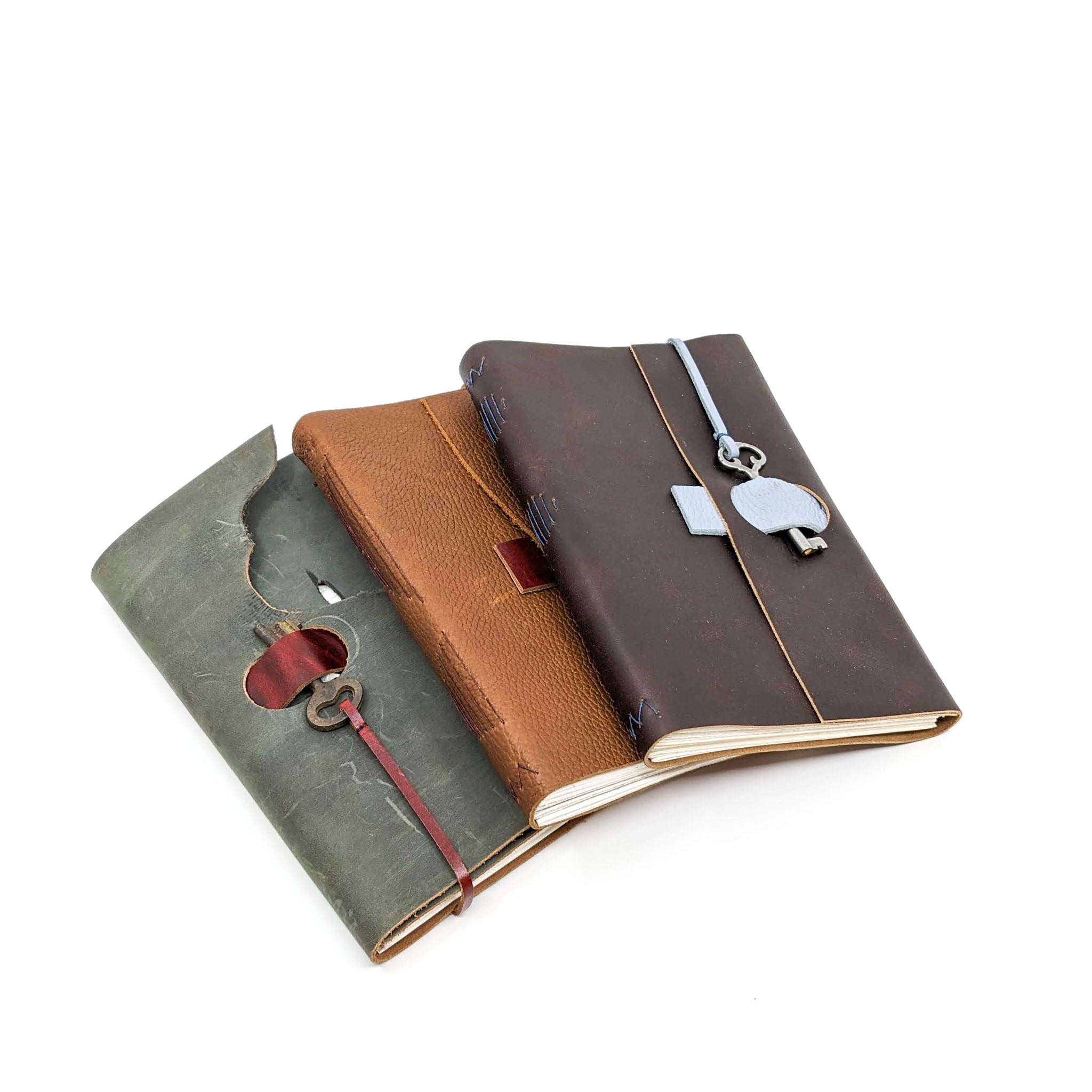 Med.  Leather Journal with Key or Snap