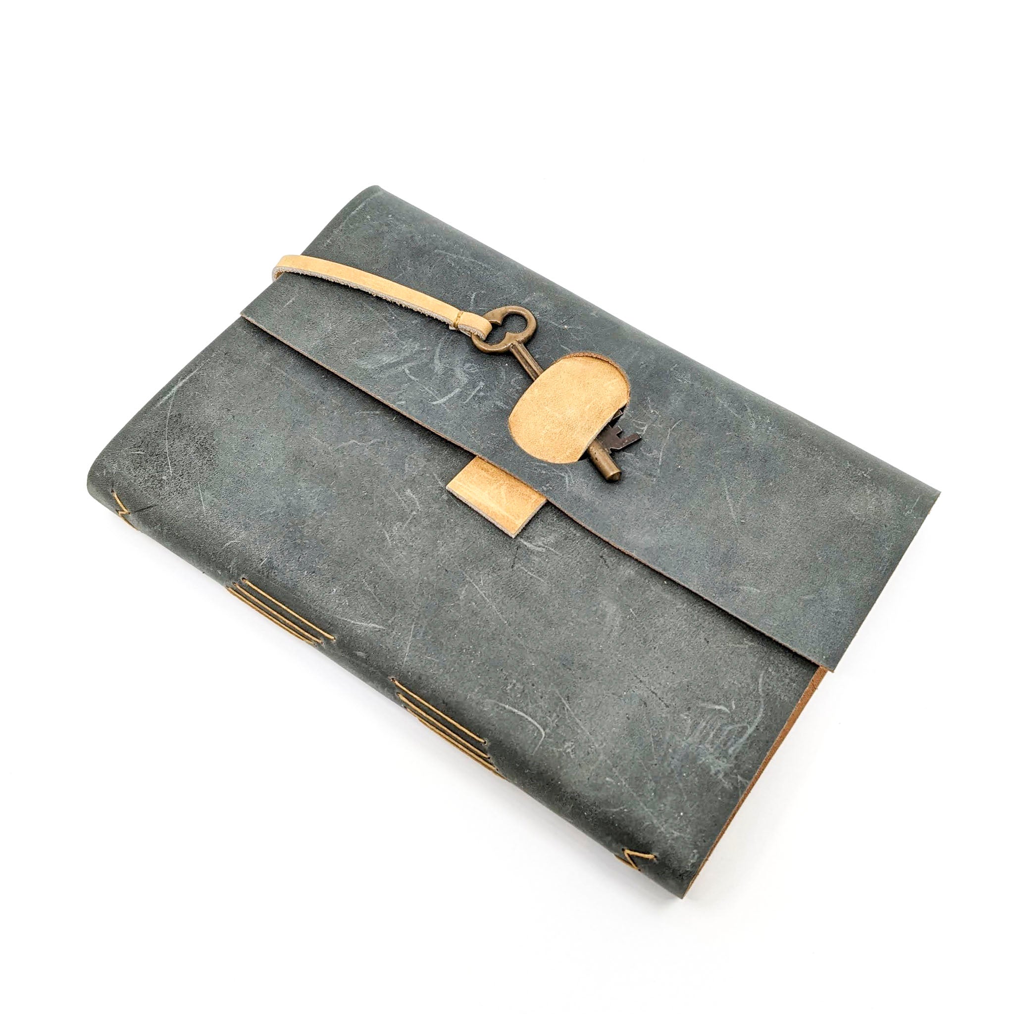 Med.  Leather Journal with Key or Snap