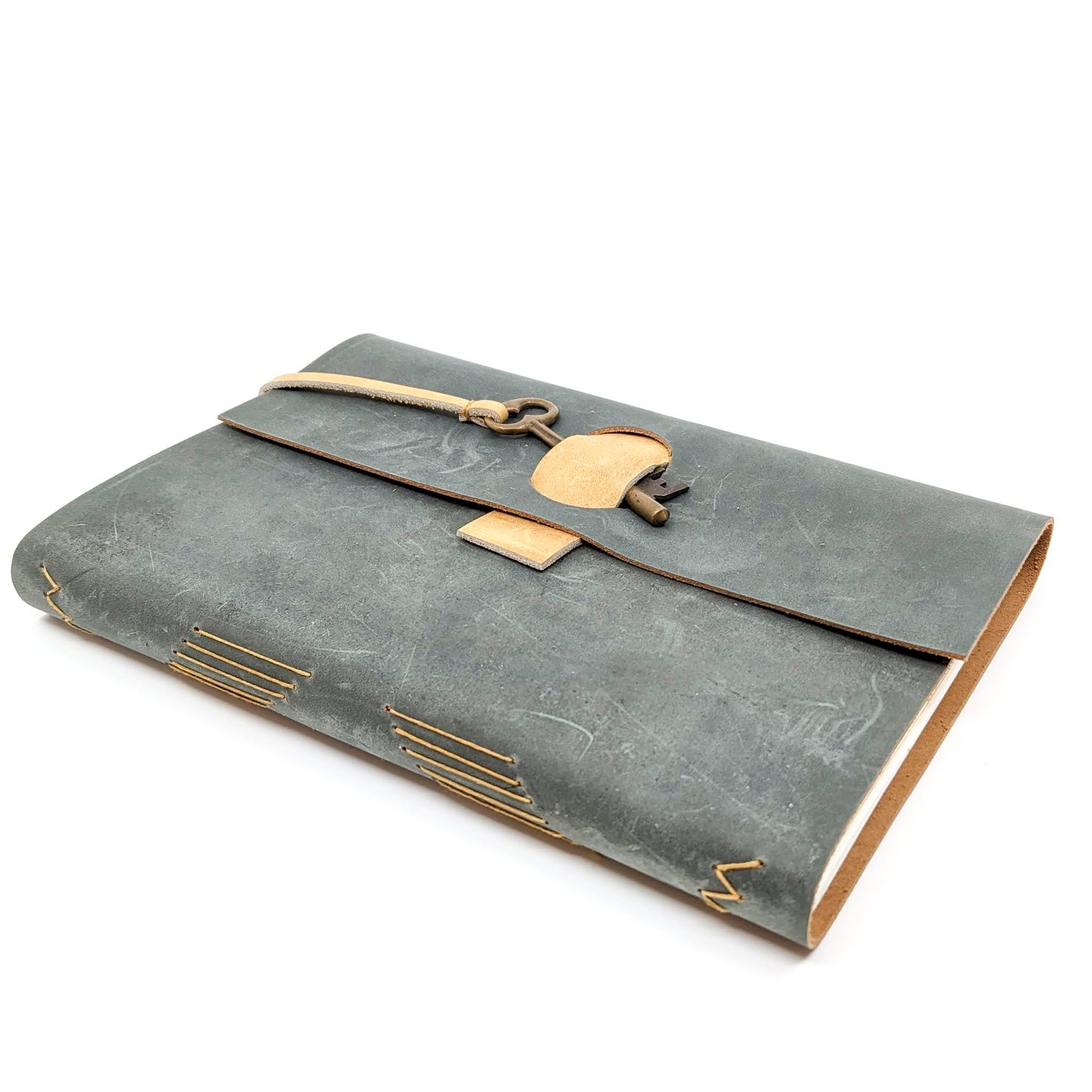 Med.  Leather Journal with Key or Snap