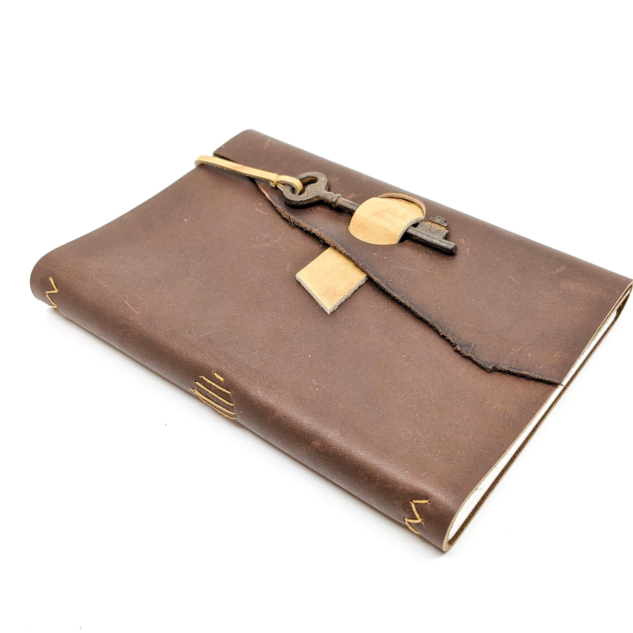 Med.  Leather Journal with Key or Snap