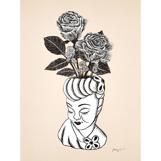 Lady Head Vase (Roses)