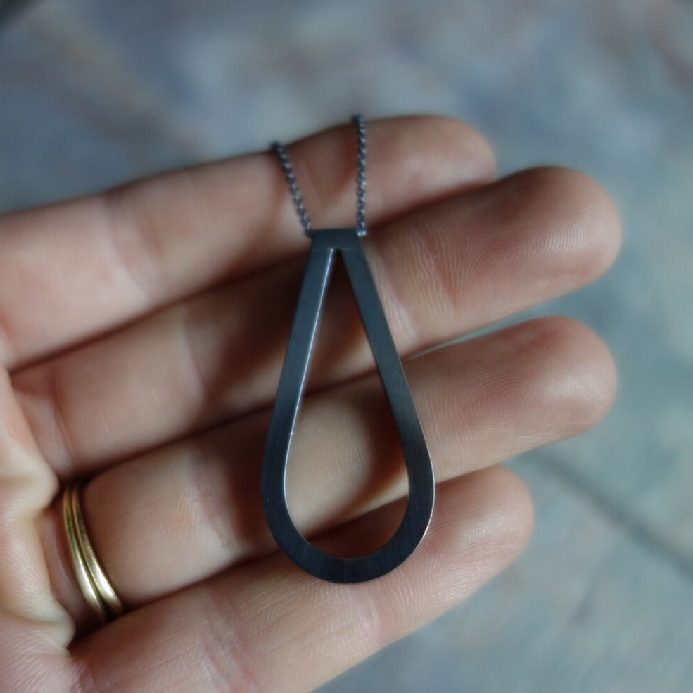 Oxidized Teardrop Necklace